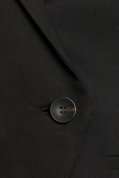 Black Wool Double Breasted Blazer with Cropped Sleeve