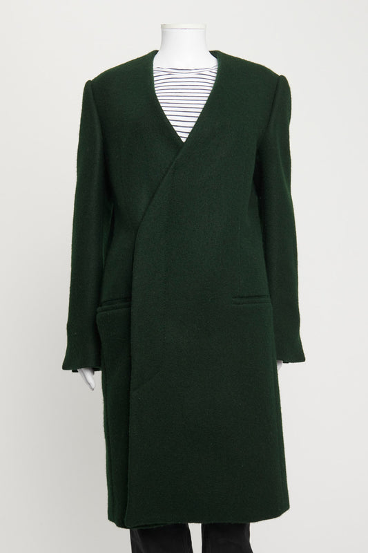 Green Wool Double Breasted Preowned Coat