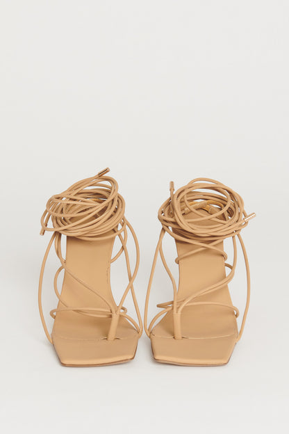 Cream GIA / RHW Rosie 6 Leather Preowned Sandals