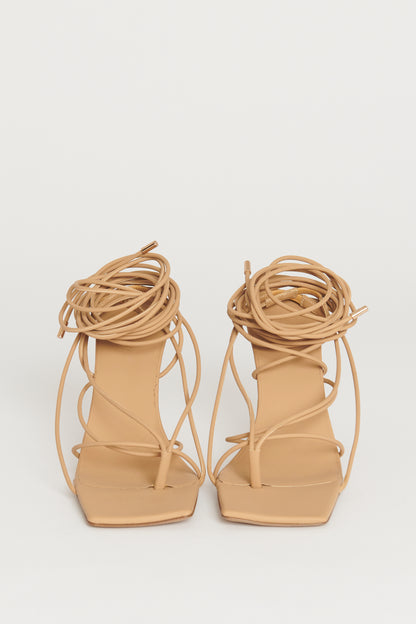 Cream GIA / RHW Rosie 6 Leather Preowned Sandals