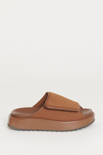 Brown Gia 1 Leather-Trimmed Preowned Slides