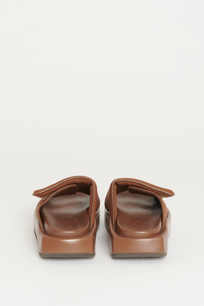 Brown Gia 1 Leather-Trimmed Preowned Slides