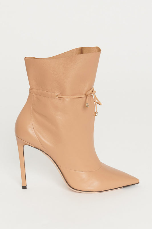 Tan Leather Pointed Toe Stiletto Preowned Ankle Boots