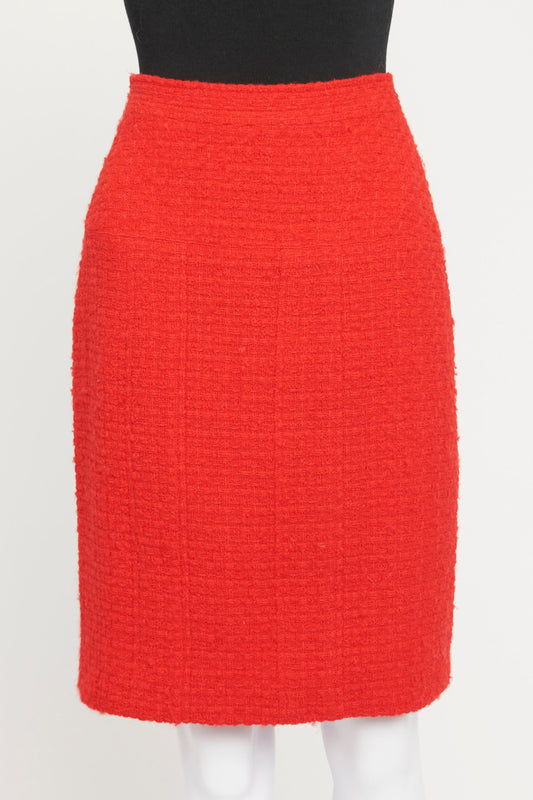 Red Wool Knee-Length Skirt