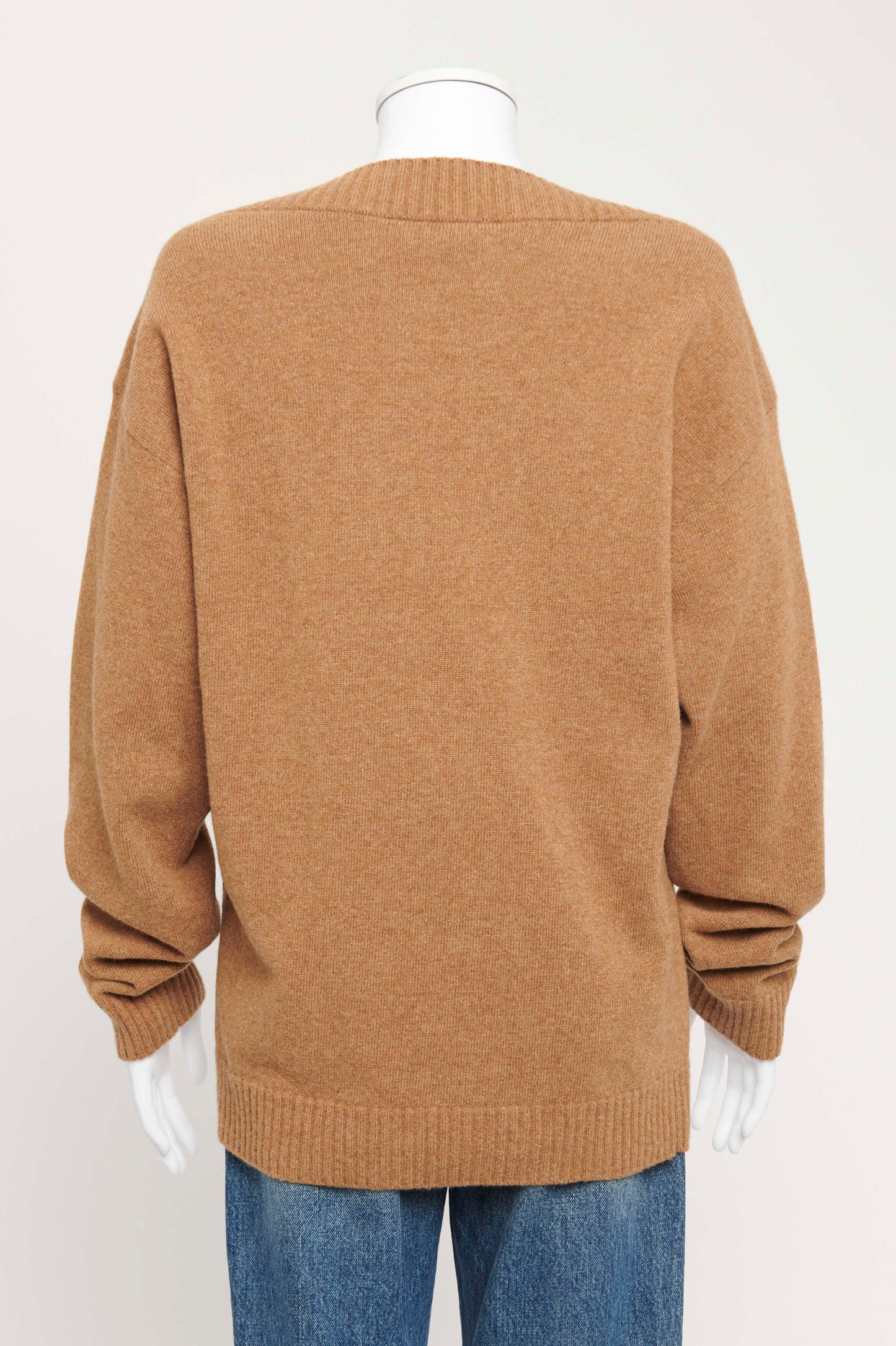 Camel Wool Square Neck Sweater