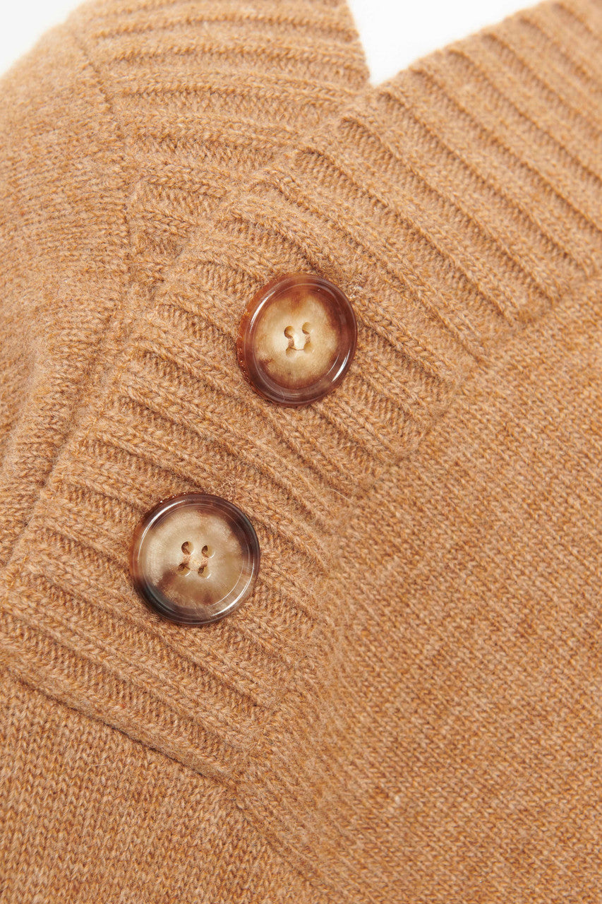 Camel Wool Square Neck Sweater