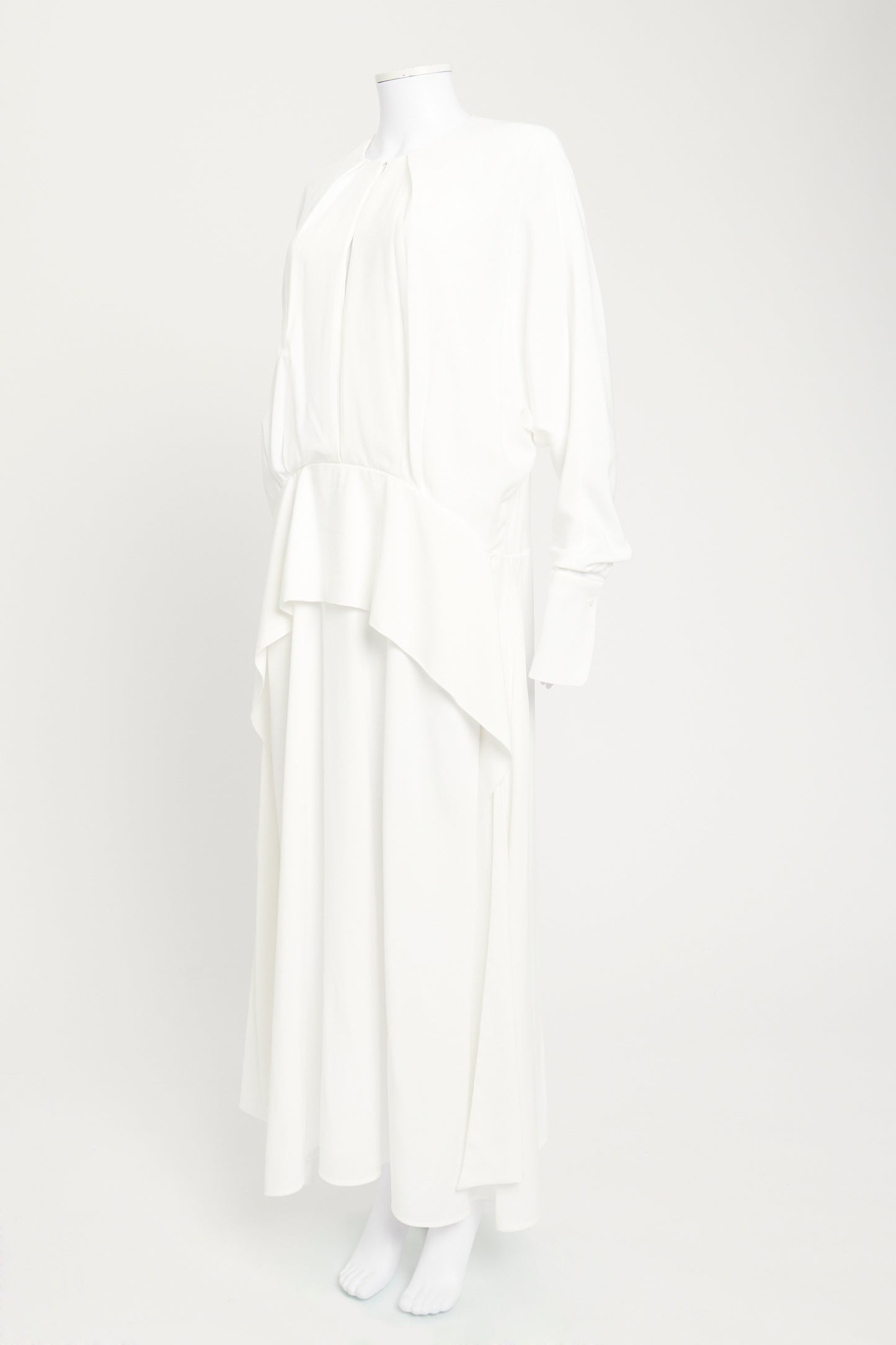 White Long Sleeve Maxi Dress with Waist Tie