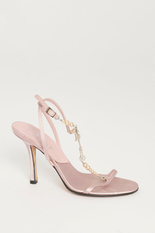 John Galliano Pink Satin Heeled Sandals