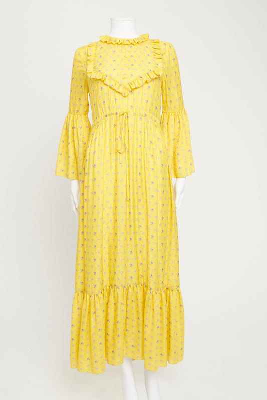 Yellow Ayla Dress with Lavender Flower Print