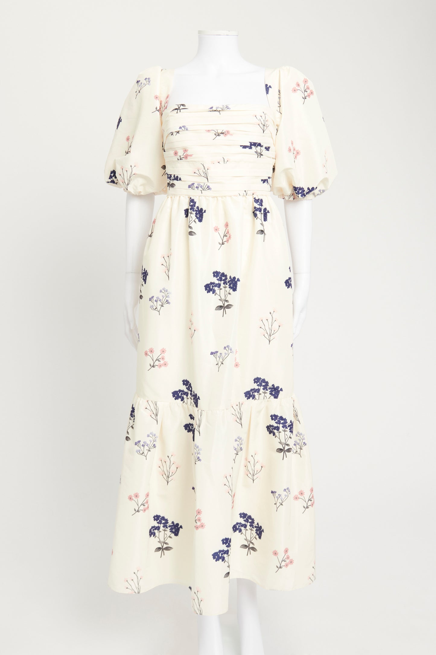 Ivory and Wild Flower Print Maxi Dress