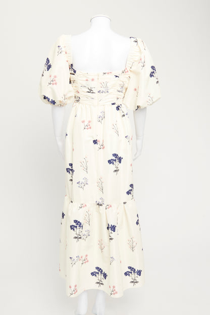 Ivory and Wild Flower Print Maxi Dress