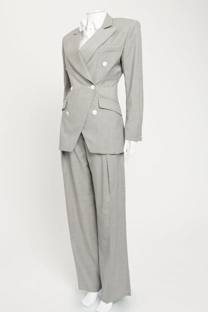 Light Grey Suit Set with Shoulder Padded Blazer