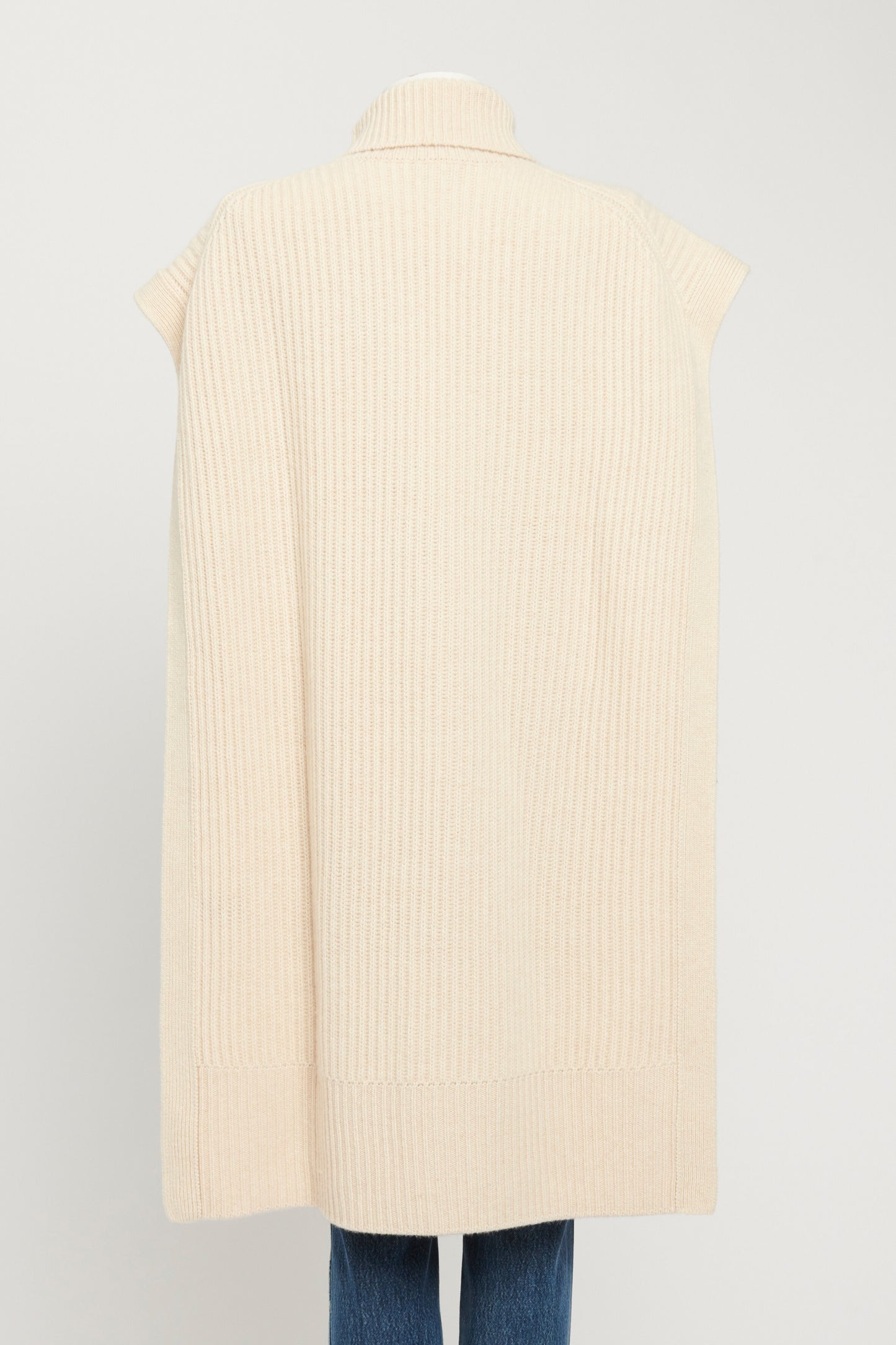 Cream Cashmere Knit Poncho