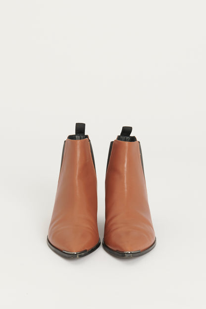Brown Jensen Leather Preowned Ankle Boots