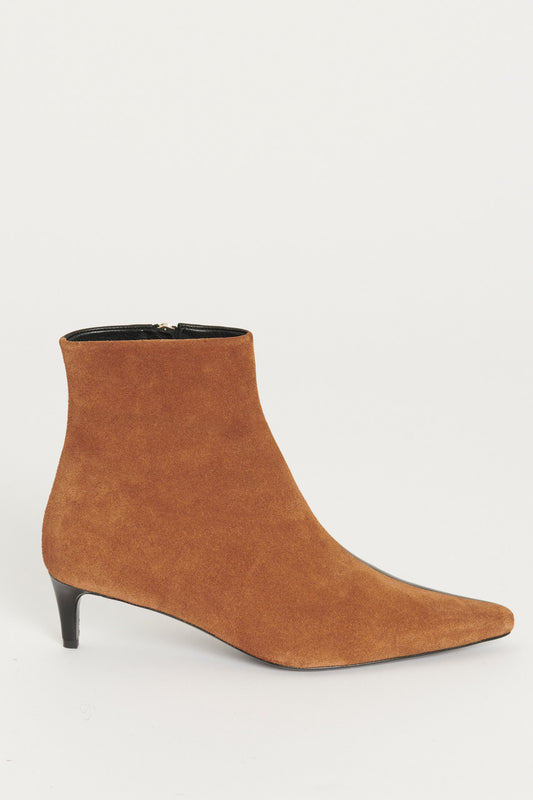 Brown and Black Two-Tone Leather Ankle Boots