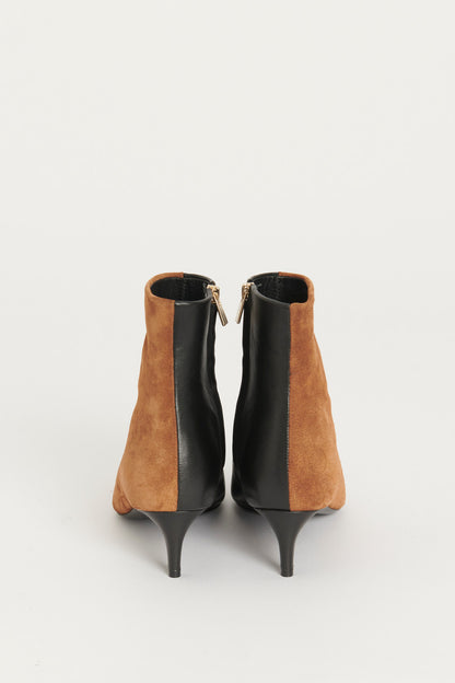 Brown and Black Two-Tone Leather Ankle Boots