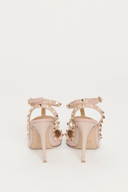 Poudre Pink Rockstud Caged Pump 100MM