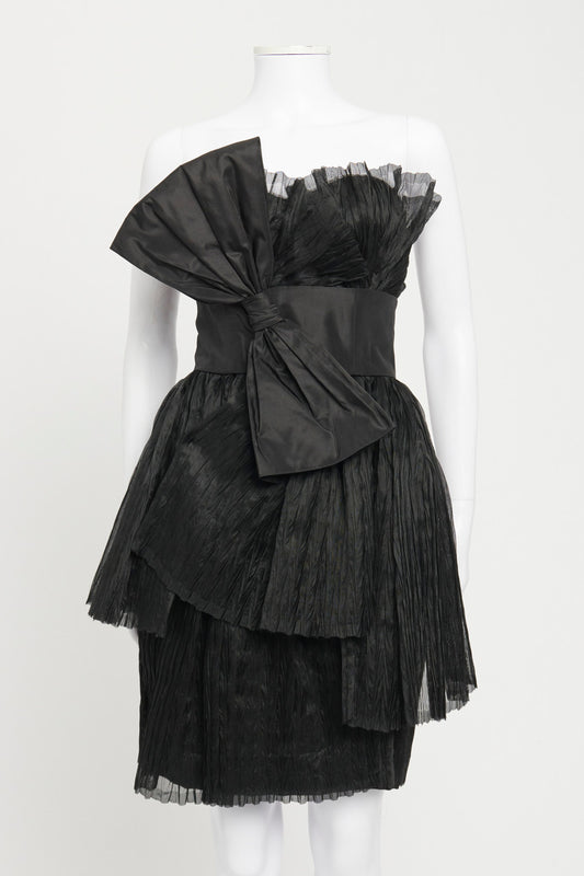 Black Tulle Sleeveless Bow Detail Preowned Dress