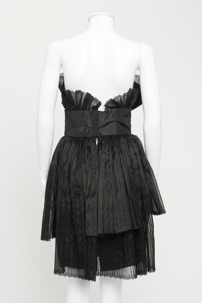 Black Tulle Sleeveless Bow Detail Preowned Dress