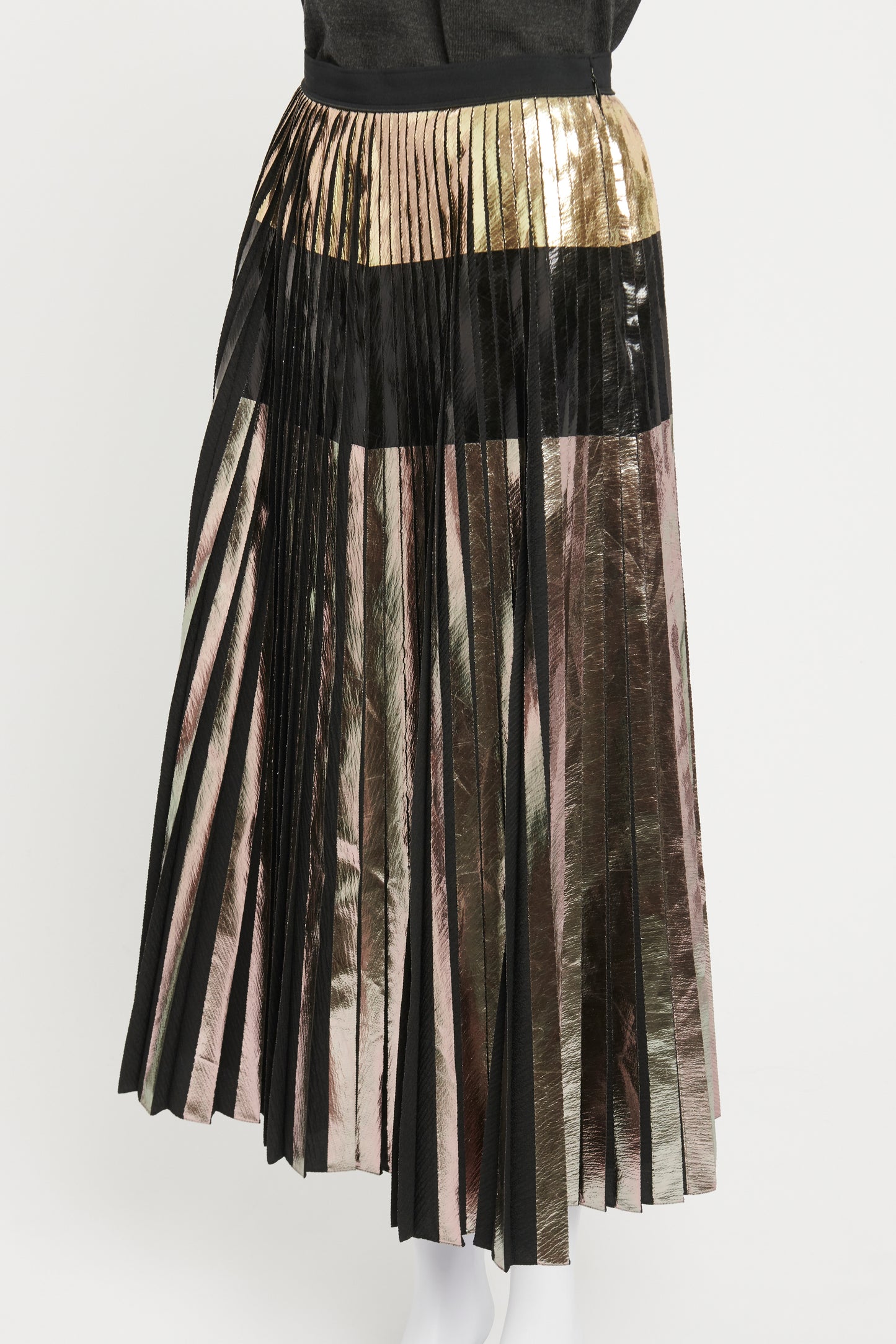 Metallic Multi Toned Lamé Accordion Pleat Preowned Skirt