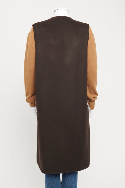 Brown Cashmere Reversible Sleeveless Belted Preowned Cardigan