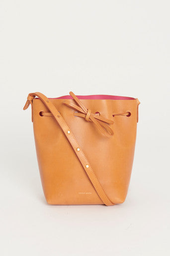 Brown Veg-Tanned Leather Preowned Bucket Bag