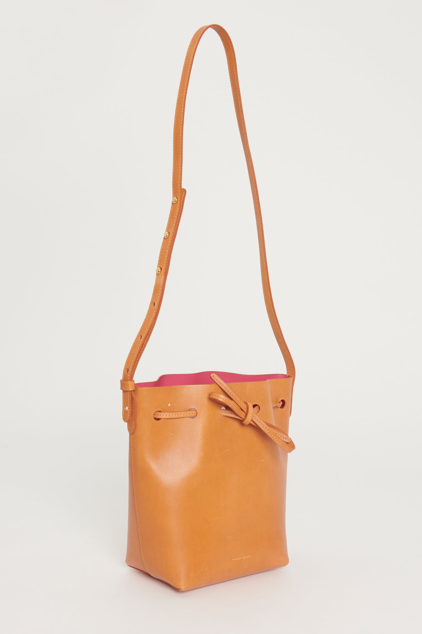 Brown Veg-Tanned Leather Preowned Bucket Bag