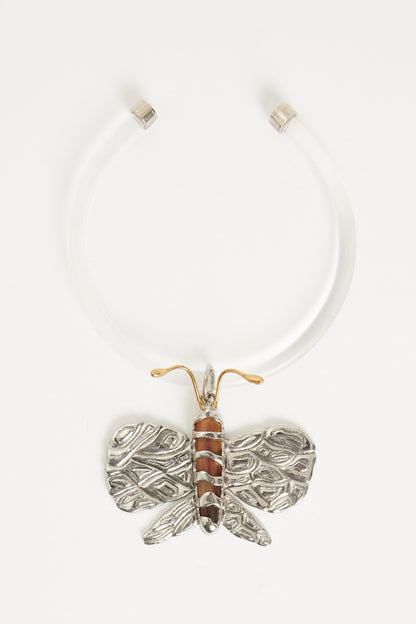 Spring 2004 Silver-Tone Plexiglass Butterfly Preowned Choker