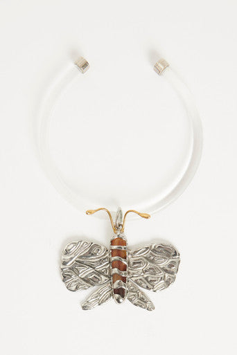 Spring 2004 Silver-Tone Plexiglass Butterfly Preowned Choker