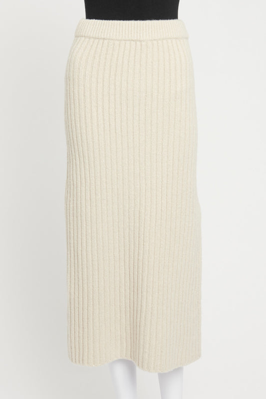 Ivory Cable Knit Midi Tube Preowned Skirt