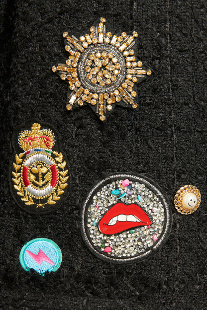 Black Badge Embellished Preowned Boucle Blazer