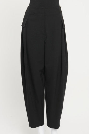 Black Wool Pleated Preowned Trousers