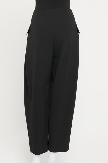 Black Wool Pleated Preowned Trousers