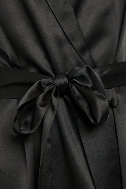 Black Silk Long Preowned Robe