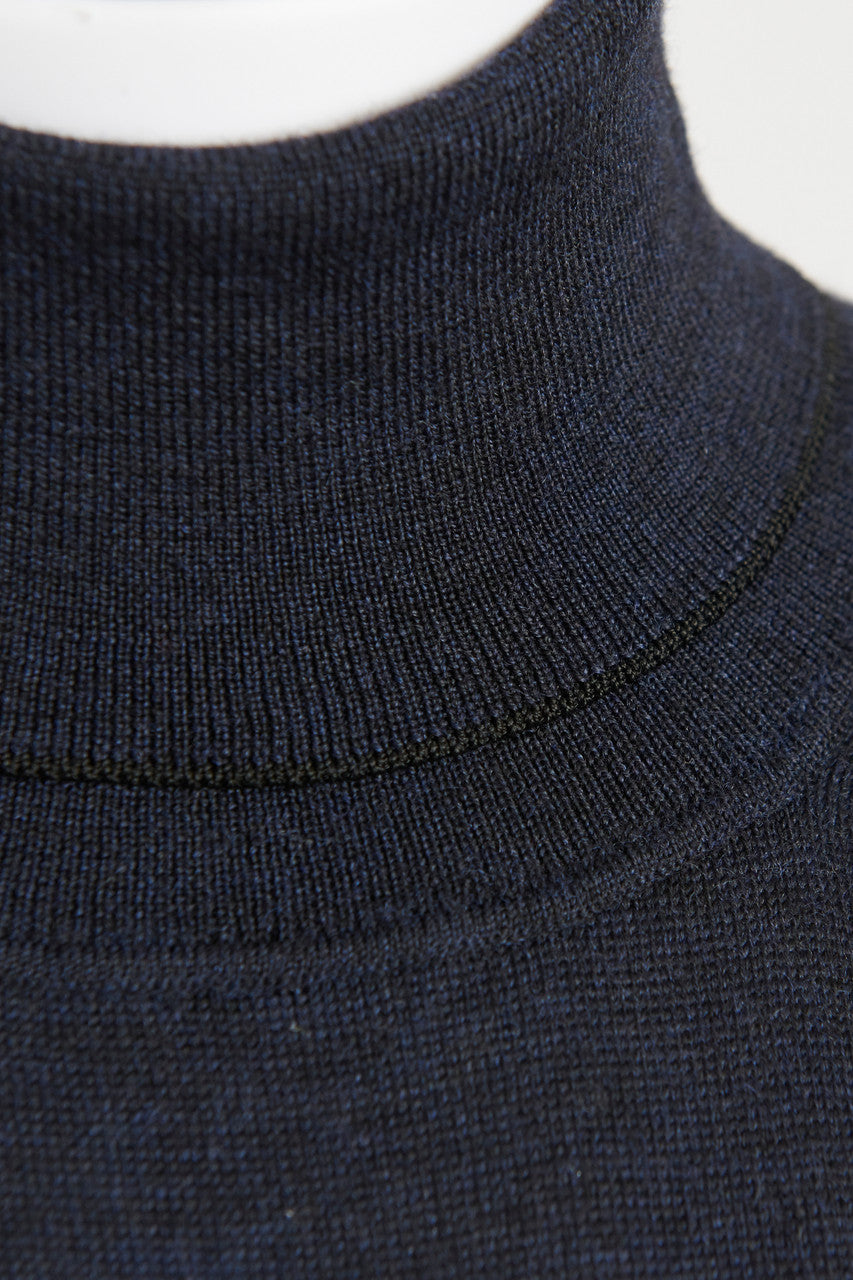 Navy Preowned Roll Neck Wool Blend Dress