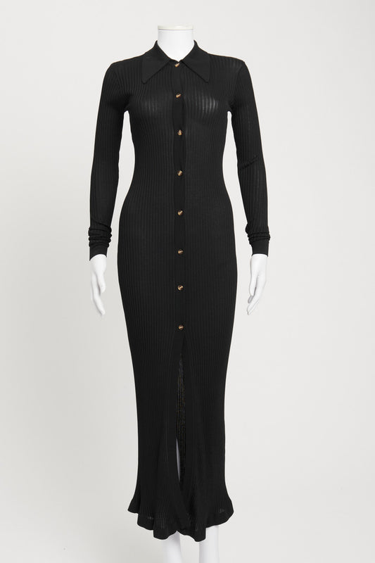 Black Ribbed-Knit Preowned Maxi Dress