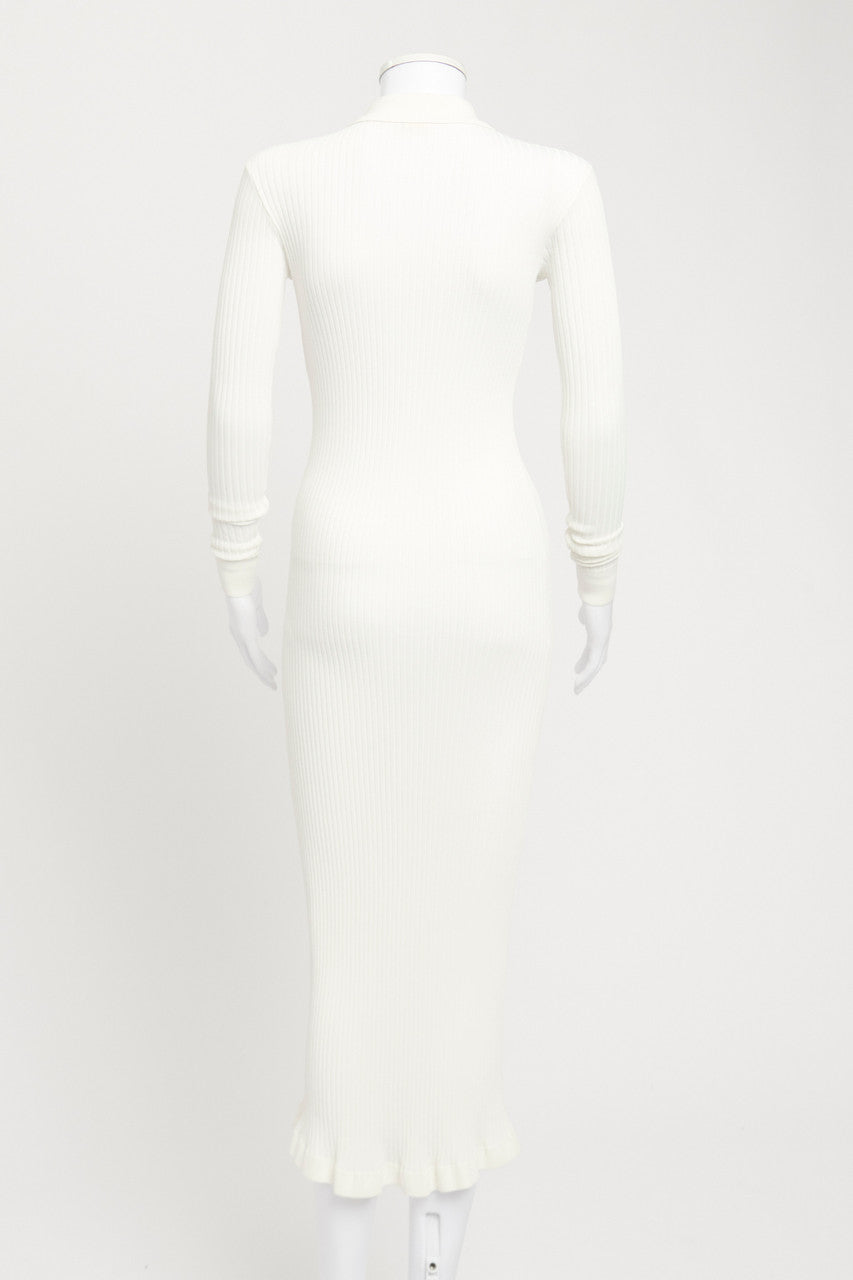 White Ribbed-Knit Preowned Maxi Dress