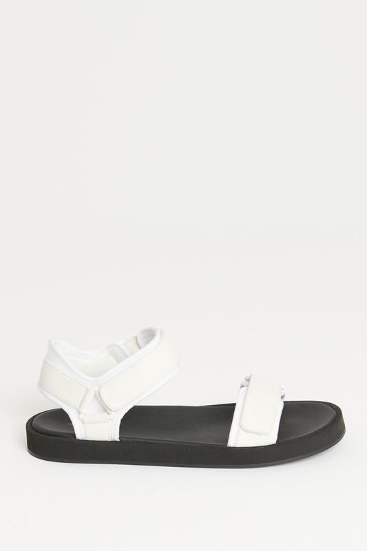 White Hook and Loop Leather Preowned Sandal