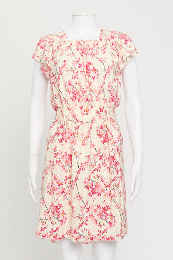 Pink Silk Cherry Blossom Print Preowned Dress