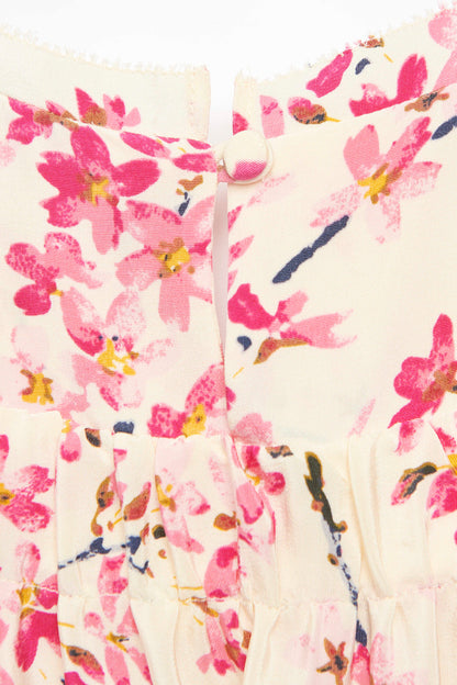 Pink Silk Cherry Blossom Print Preowned Dress