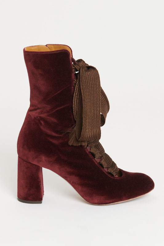 Fall 2016 Burgundy Velvet Harper Preowned Ankle Boots
