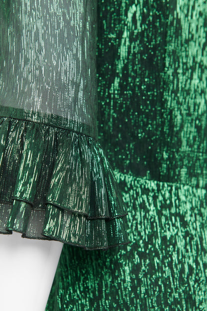 Green 'Falconetti' Metallic Silk-Blend Preowned Midi Dress