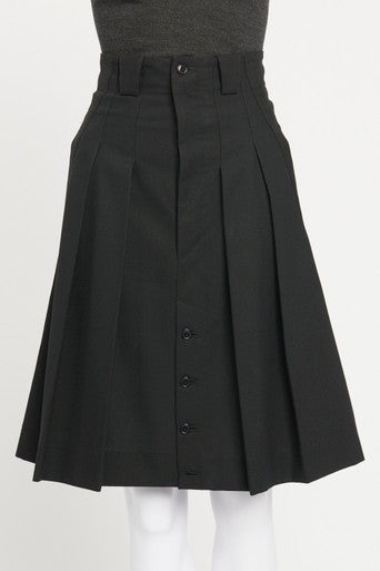 Black Wool Pleated Knee Length Preowned Skirt