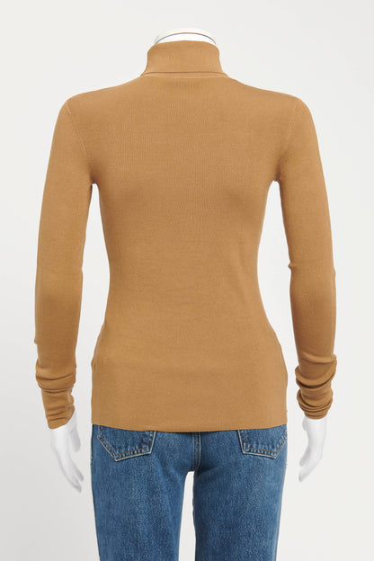 Camel Silk Knit Roll Neck Preowned Sweater