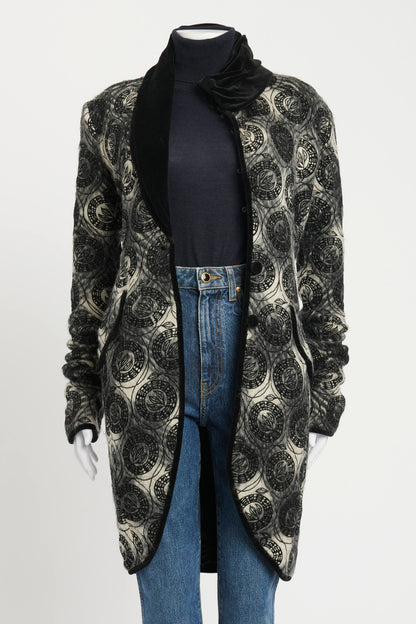 Black Tweed Mohair Embroidered Preowned Coat