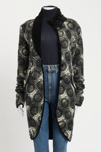 Black Tweed Mohair Embroidered Preowned Coat