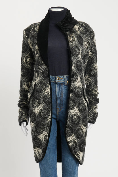 Black Tweed Mohair Embroidered Preowned Coat