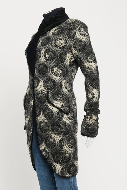 Black Tweed Mohair Embroidered Preowned Coat