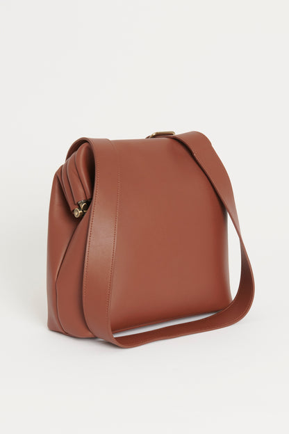 Brown Leather Preowned Crossbody Bag