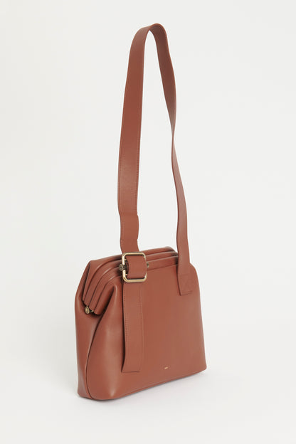 Brown Leather Preowned Crossbody Bag